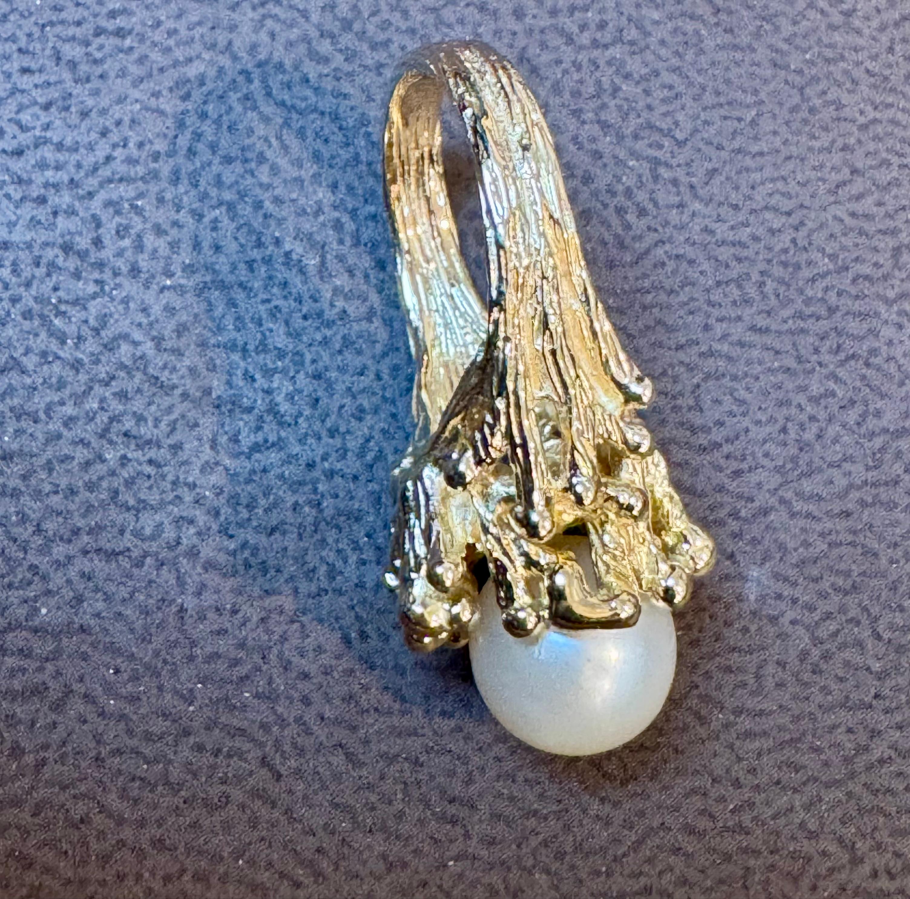 Bague en or jaune 14 carats avec perle d'Akoya ronde de 9.5 MM, taille 5.75 en vente 5