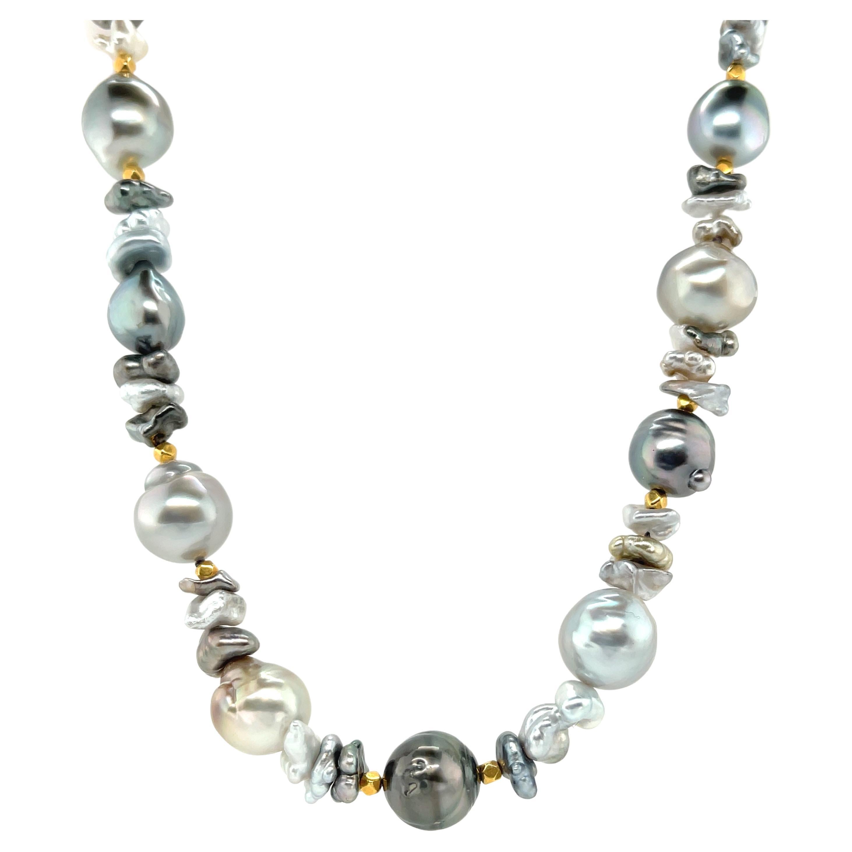 White Baroque Freshwater Cultured Pearl Necklace, 17 Inches, Sterling  Silver