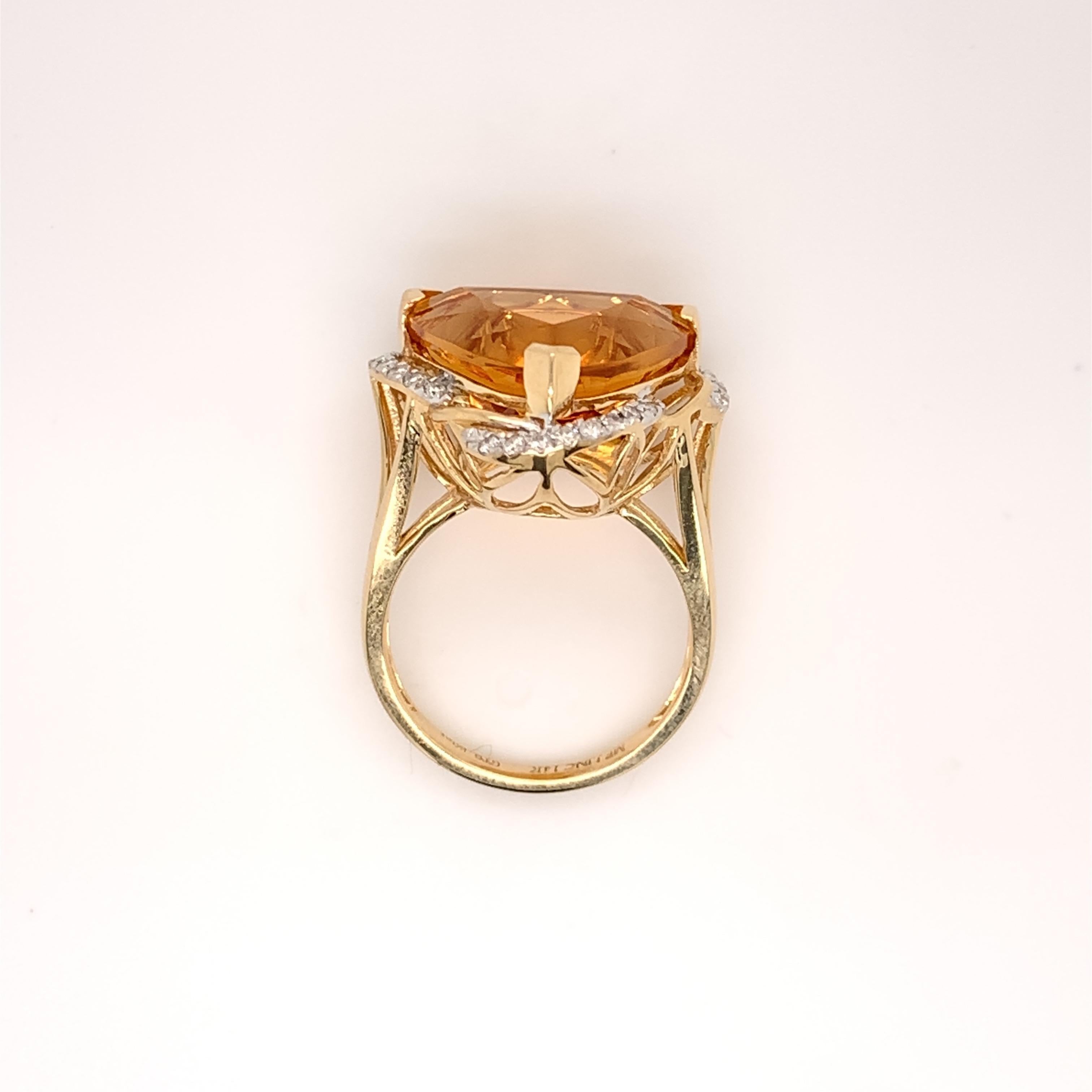 Trillion Cut 9.50 Carat Citrine Cocktail Ring For Sale