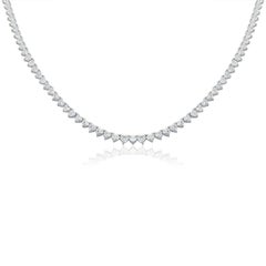 9.50 Carat Diamond 14 Karat Gold Graduated Heart Tennis Necklace