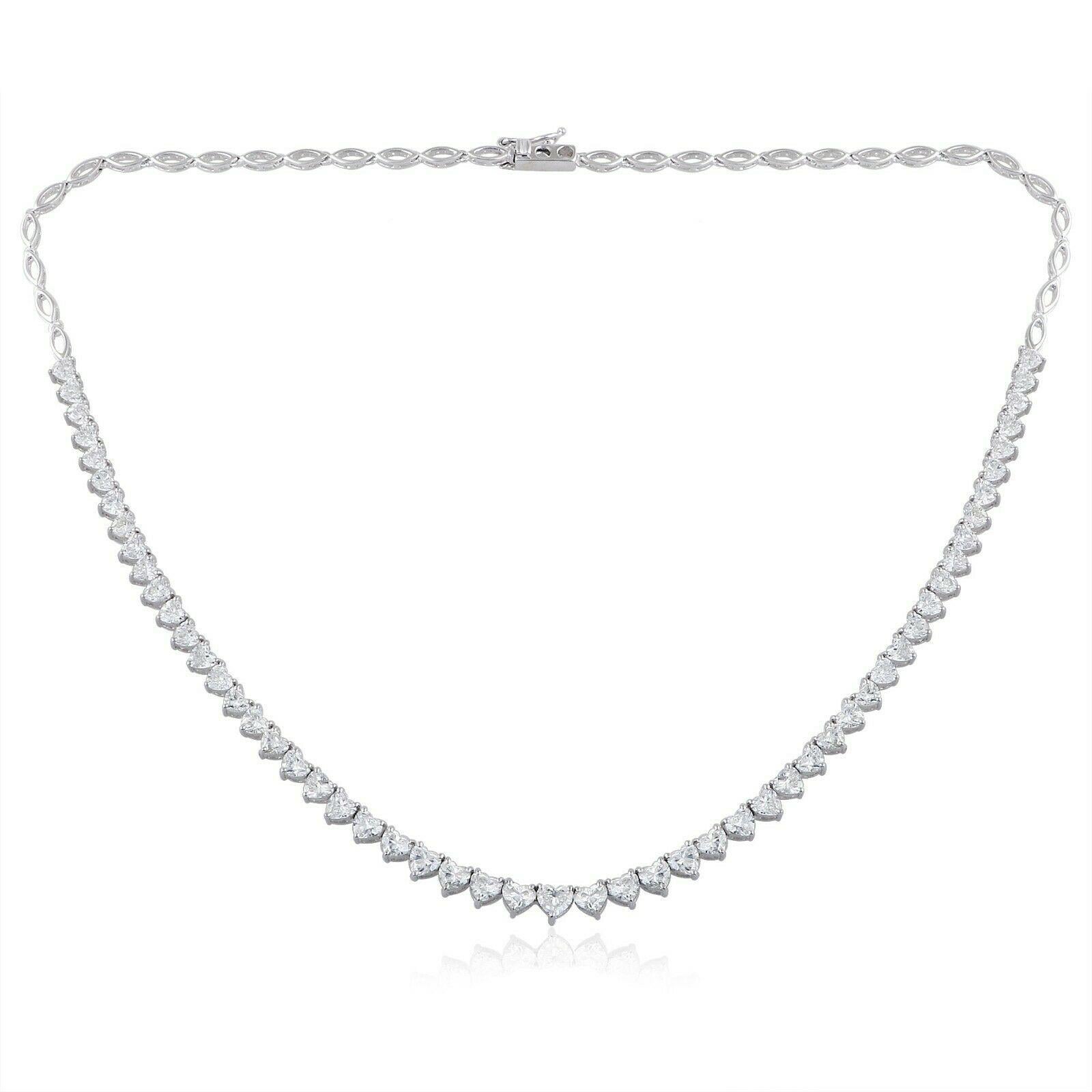 diamond heart tennis necklace