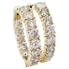 9.50 Carat Diamond Oval Hoops Earrings 14 Karat Yellow Gold 9.50 Carat Diamond Oval Hoops Earrings 14 Karat Yellow Gold