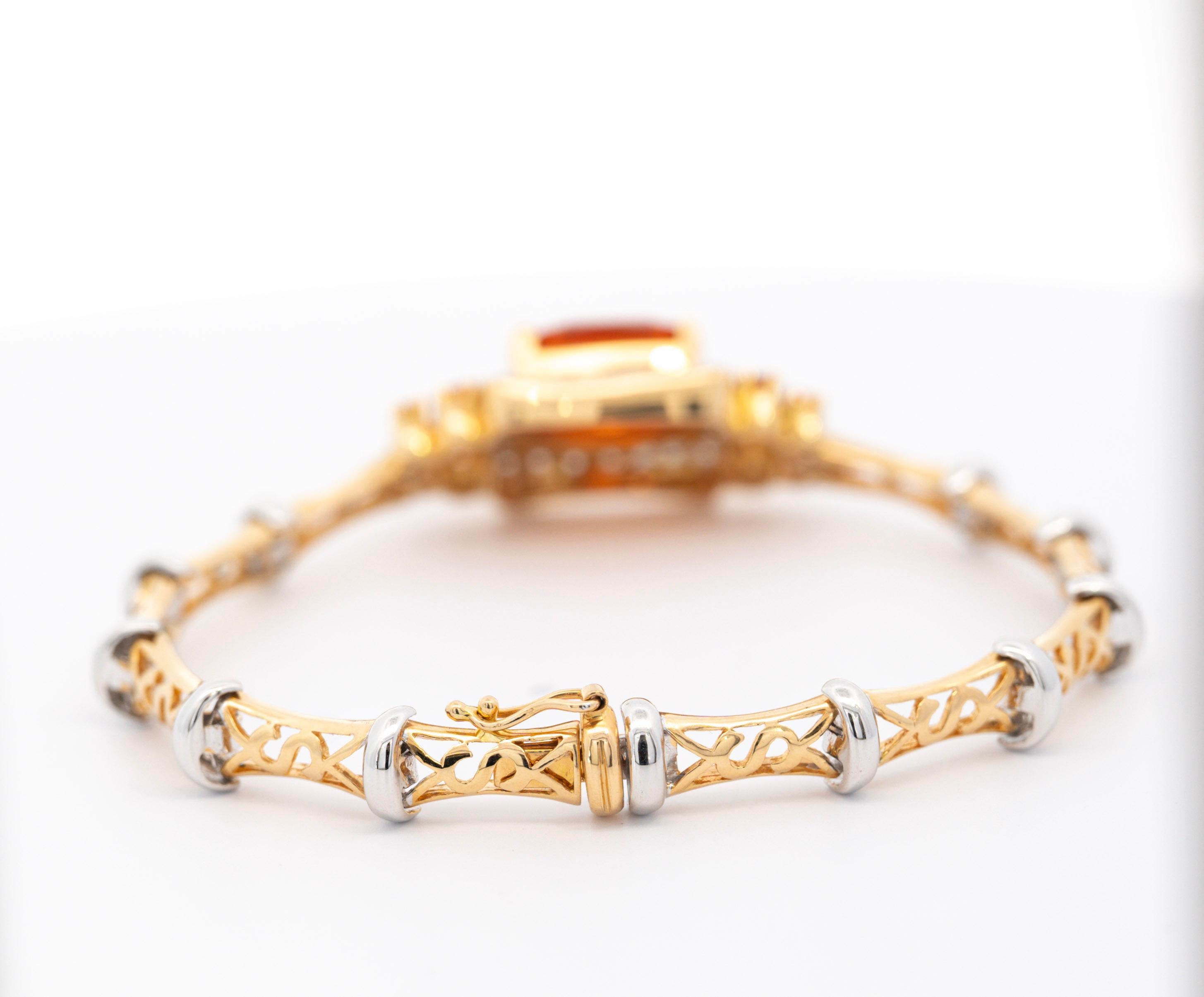 Women's 9.50 Carat GIA Certified Spessartine Garnet & Diamond Bracelet in 18K Gold  For Sale