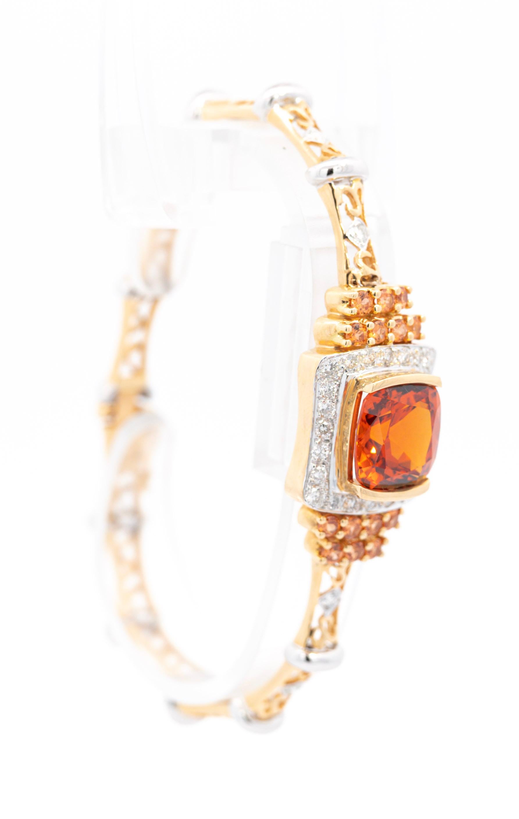 9.50 Carat GIA Certified Spessartine Garnet & Diamond Bracelet in 18K Gold  For Sale 3