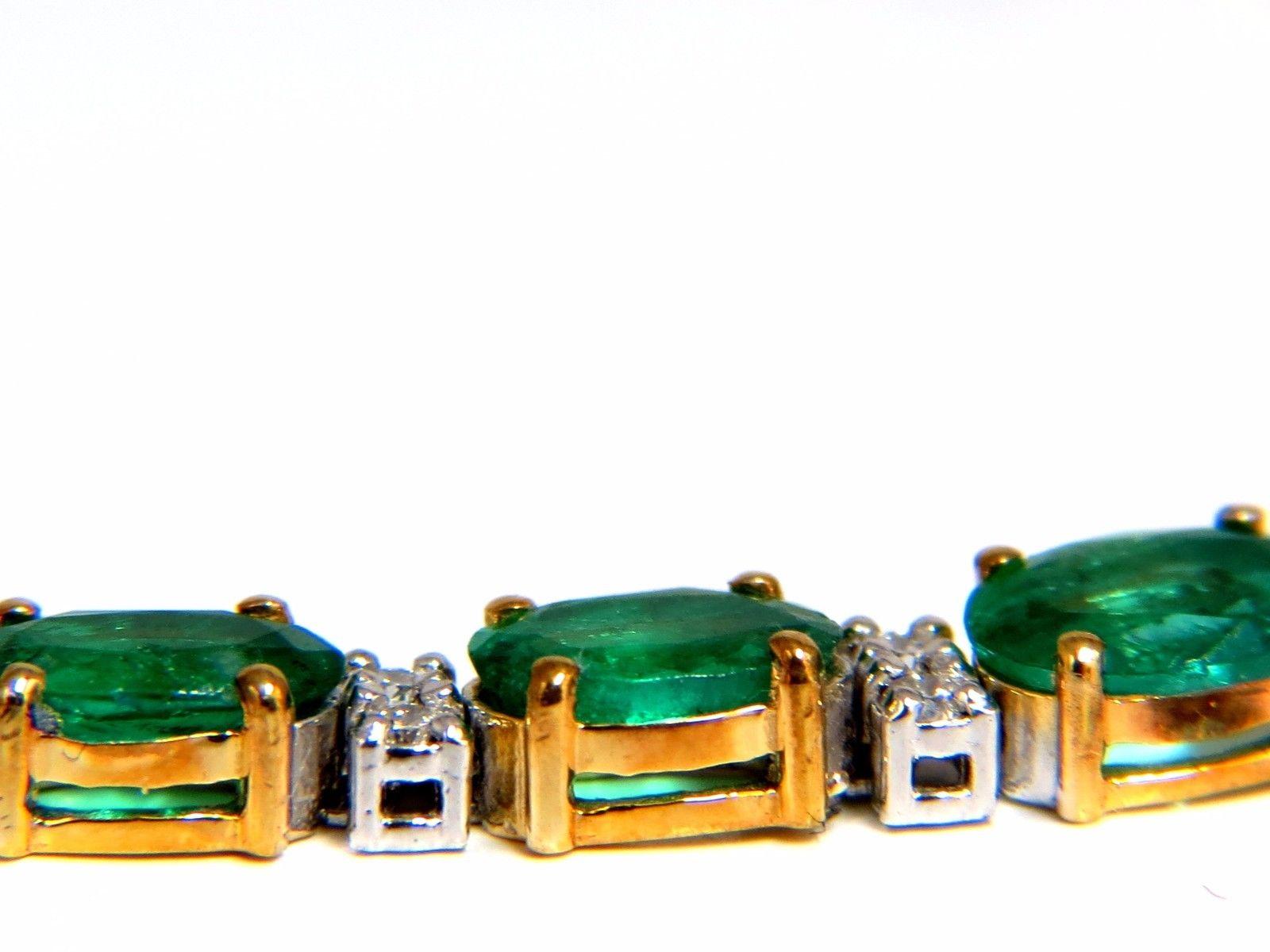 Women's or Men's 9.50 Carat Green Natural Emerald Diamonds Tennis Bracelet 14 Karat G/VS