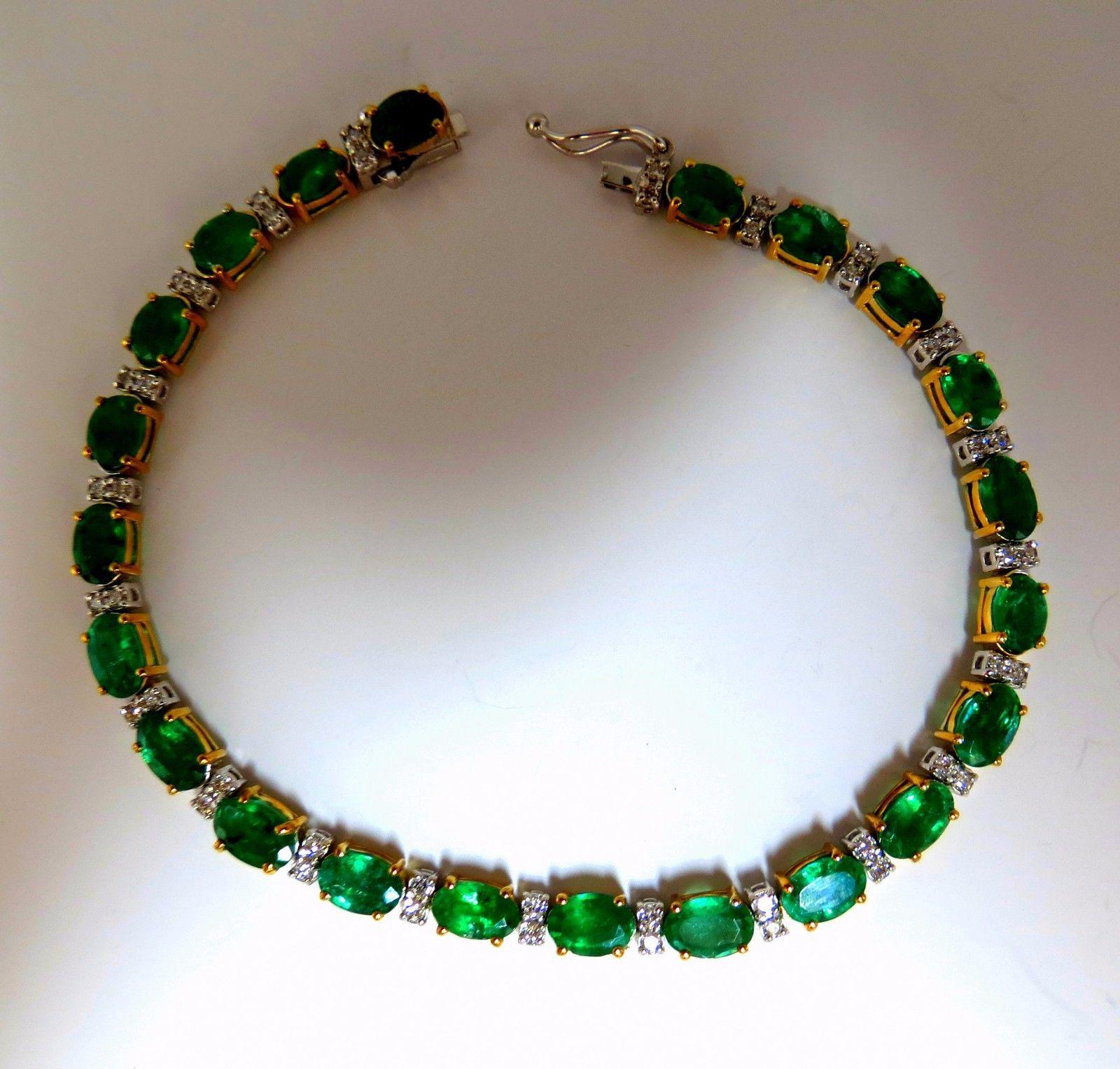 9.50 Carat Green Natural Emerald Diamonds Tennis Bracelet 14 Karat G/VS 2