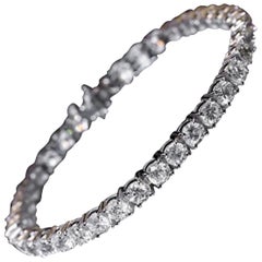 9.50 Carat Natural Earth Mined Round Diamond Tennis 18 Carat Tennis Bracelet