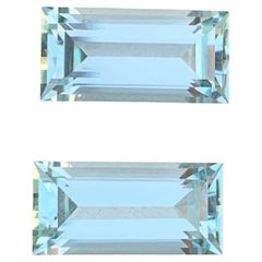 9.50 Carat Natural Loose Aquamarine Pair Baguette Shape Gemstone For Earrings