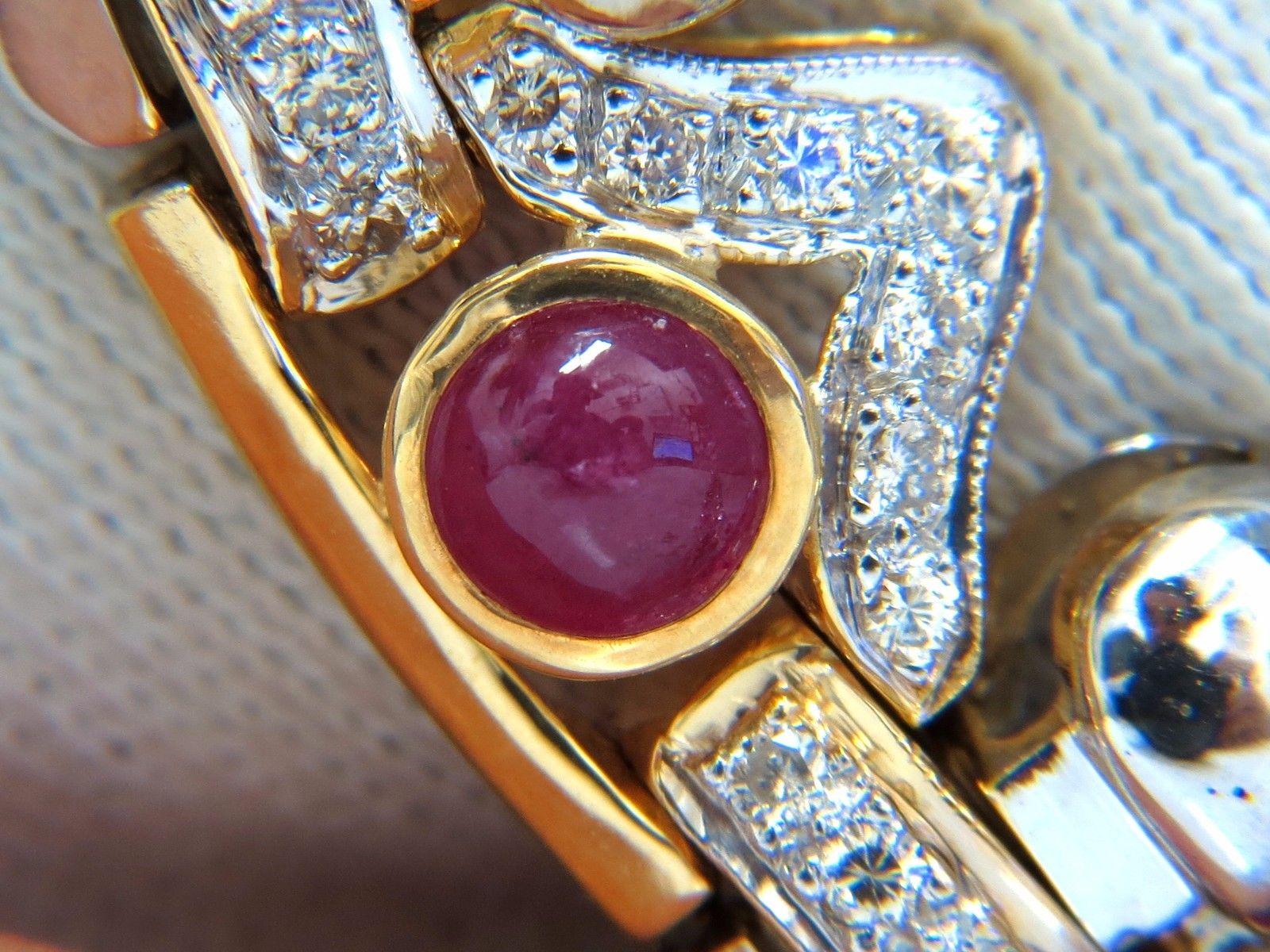9,50 Karat natürlicher Rubin Diamanten Gliederhalskette 18 Karat Krone Deco Prime (Rundschliff) im Angebot
