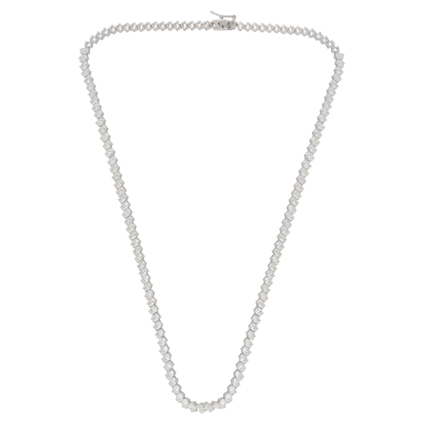 9.50 Carat Oval Shape Diamond Necklace 14 Karat White Gold Handmade Fine Jewelry