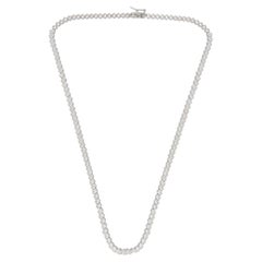 Collana di diamanti ovali da 9,50 carati in oro bianco 14 carati, fatta a mano.
