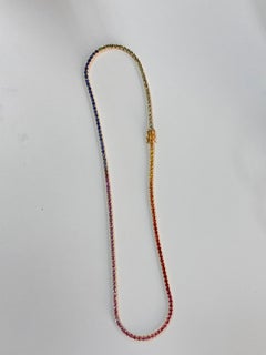 9.50 Carat Rainbow Sapphire Necklace in 18K Yellow Gold