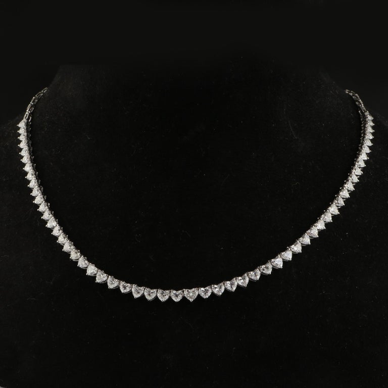 9.50 Carat SI/HI Heart Shape Diamond Necklace 18 Karat White Gold Fine