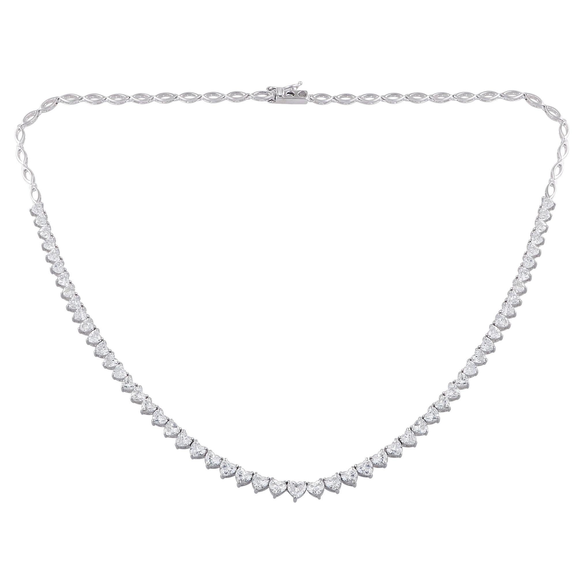 9.50 Carat SI/HI Heart Shape Diamond Necklace 18 Karat White Gold Fine Necklace For Sale