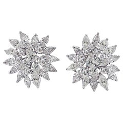 Vintage 9.50 Carat Starburst Cluster Diamond Earrings