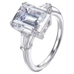 Vintage 9.50 Carat Cubic Zirconia Emerald Cut Statement Engagement Cocktail Promise Ring