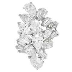 Platin-Cocktailring mit 9,50 Karat Diamant-Cluster