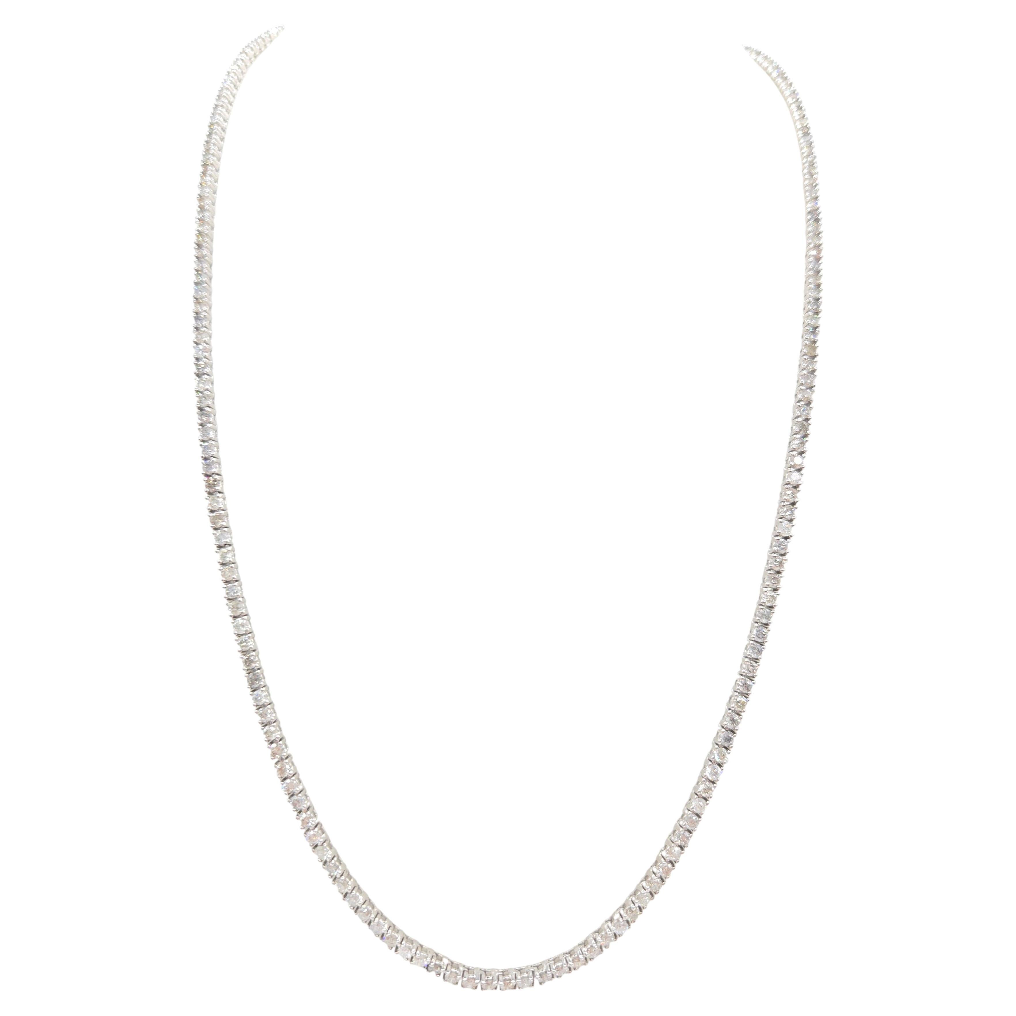 9.50 cts Natural Diamond Tennis Necklace in 14k White Gold