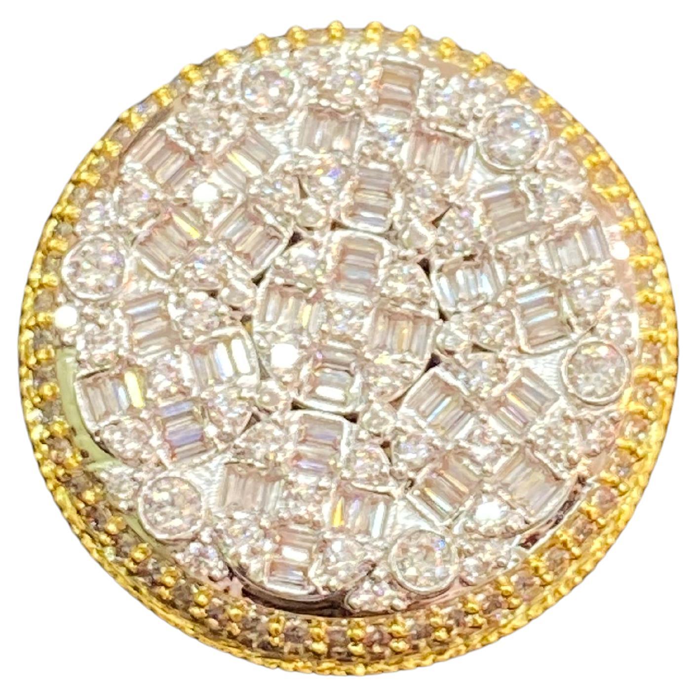 9.50 Cts Round Baguette F/VS1 Diamonds Men's Iced Out Large Ring 14K Yellow Gold