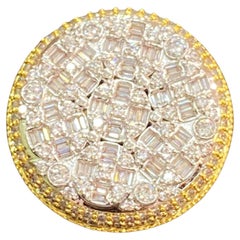 9.50 Cts Round Baguette F/VS1 Diamonds Men's Iced Out Large Ring 14K Yellow Gold