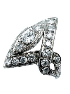 950 Platinum Art Deco Ring with Diamonds