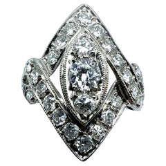 Bague Art déco en platine 950 avec diamants