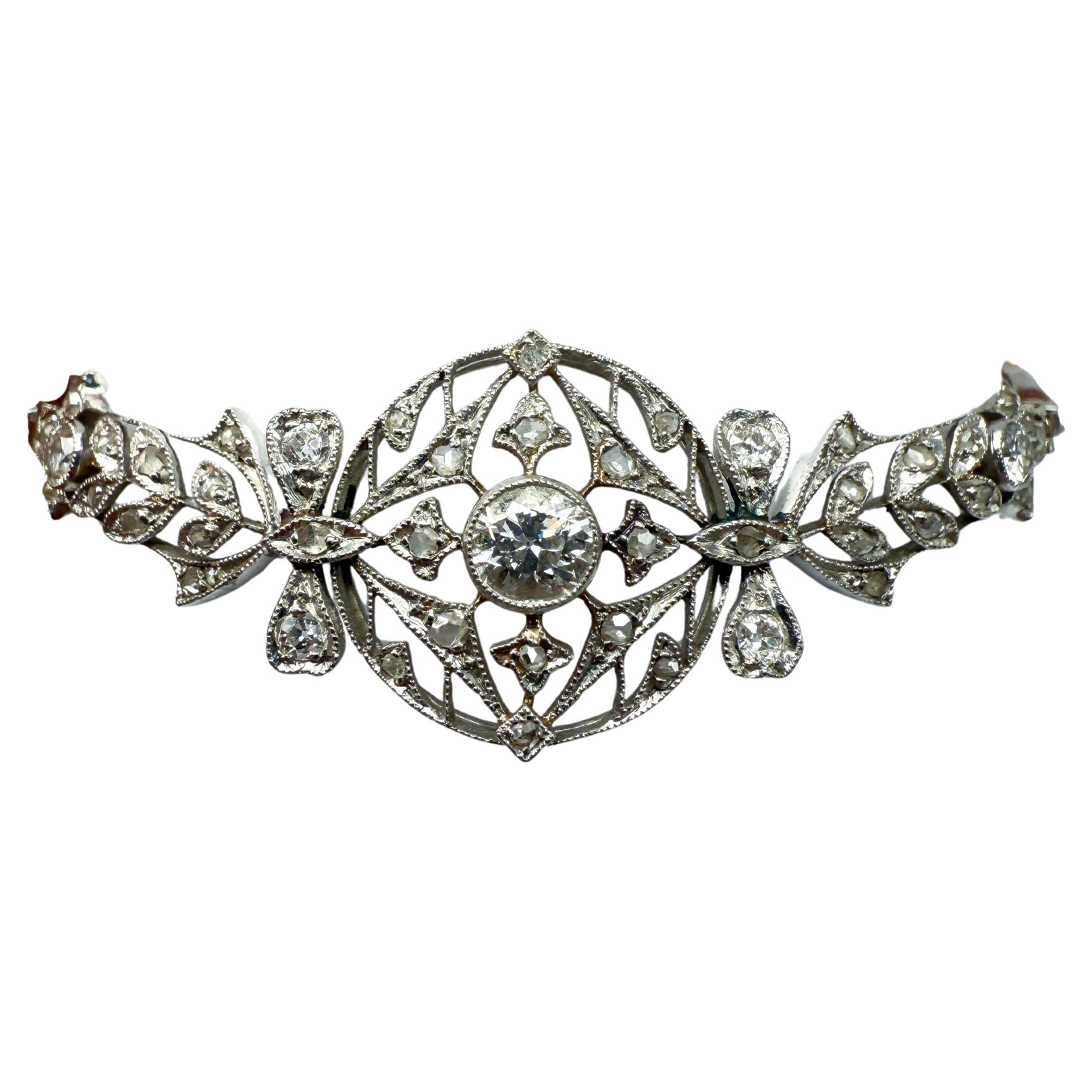 950 Platinum Bracelet with Diamonds – Art Deco Style For Sale