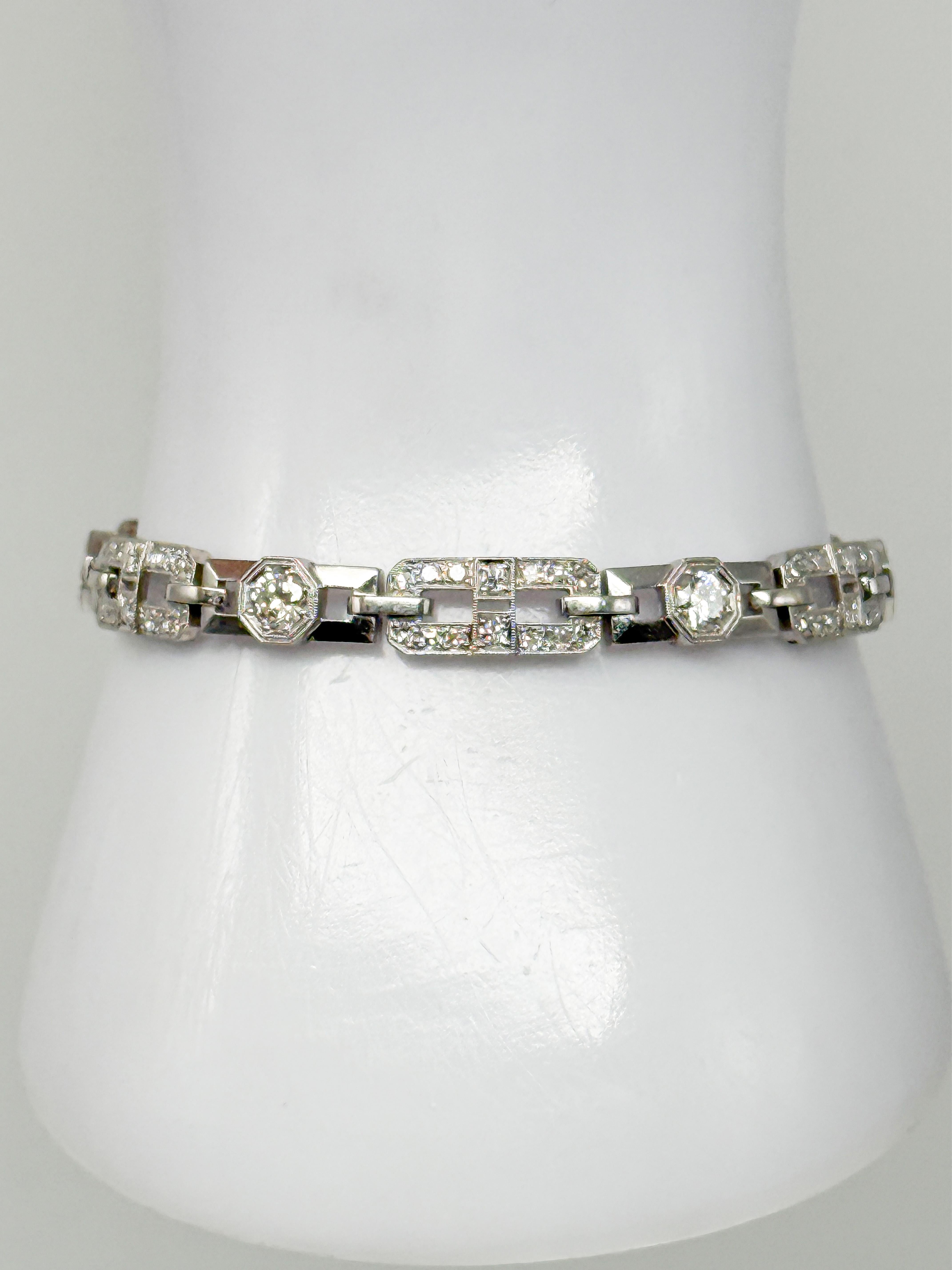 Pulsera de platino 950 con diamantes, certificada Corte brillante en venta