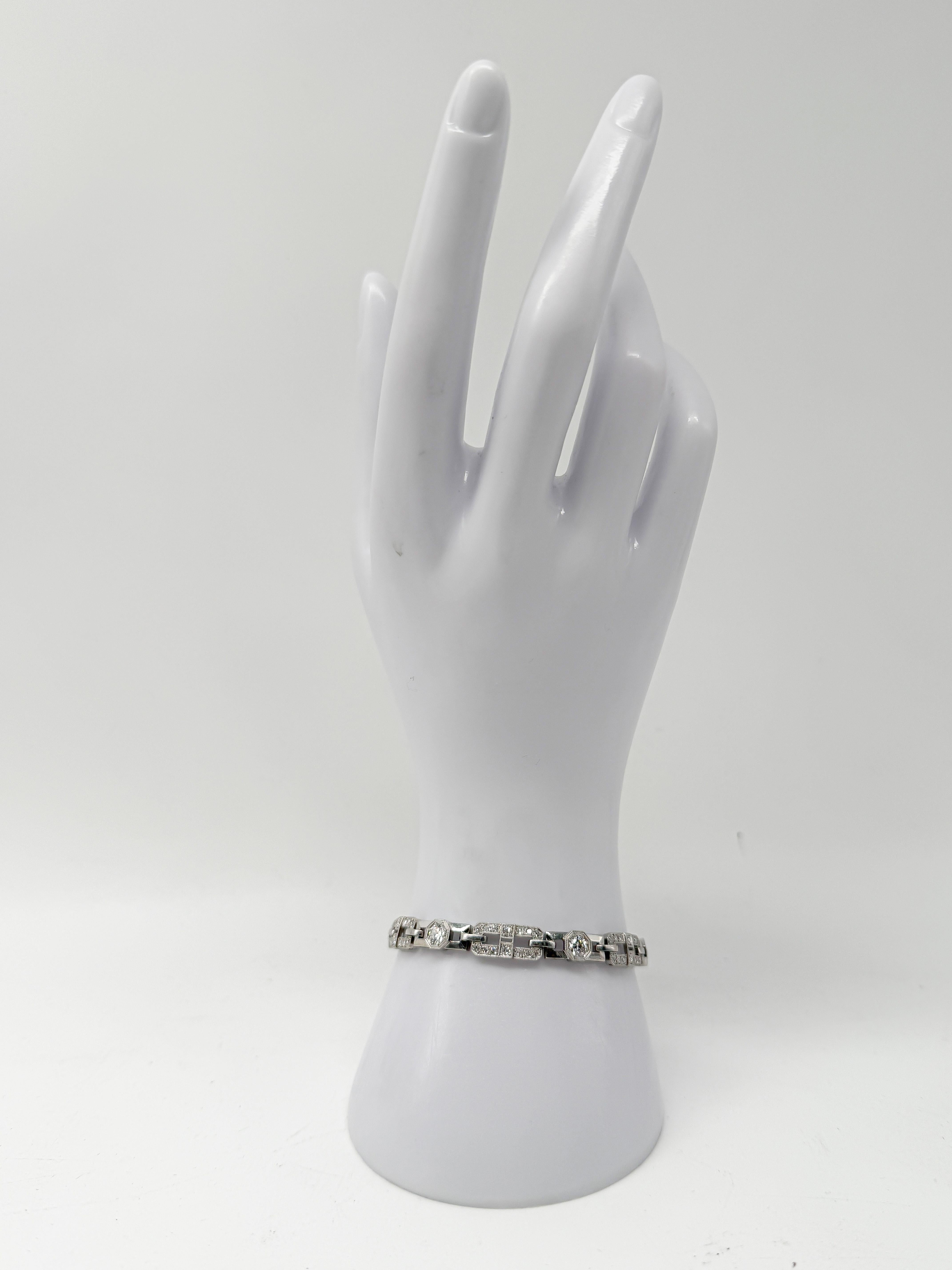 Femenino o masculino Pulsera de platino 950 con diamantes, certificada en venta