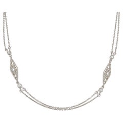 Collana a doppia catena in platino 950 con maglie in filigrana di diamanti da 18".