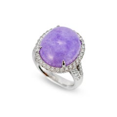 950 Platinum Gia Type a 10.09ct Purple Jade Halo Diamond Cocktail Ring Pendant