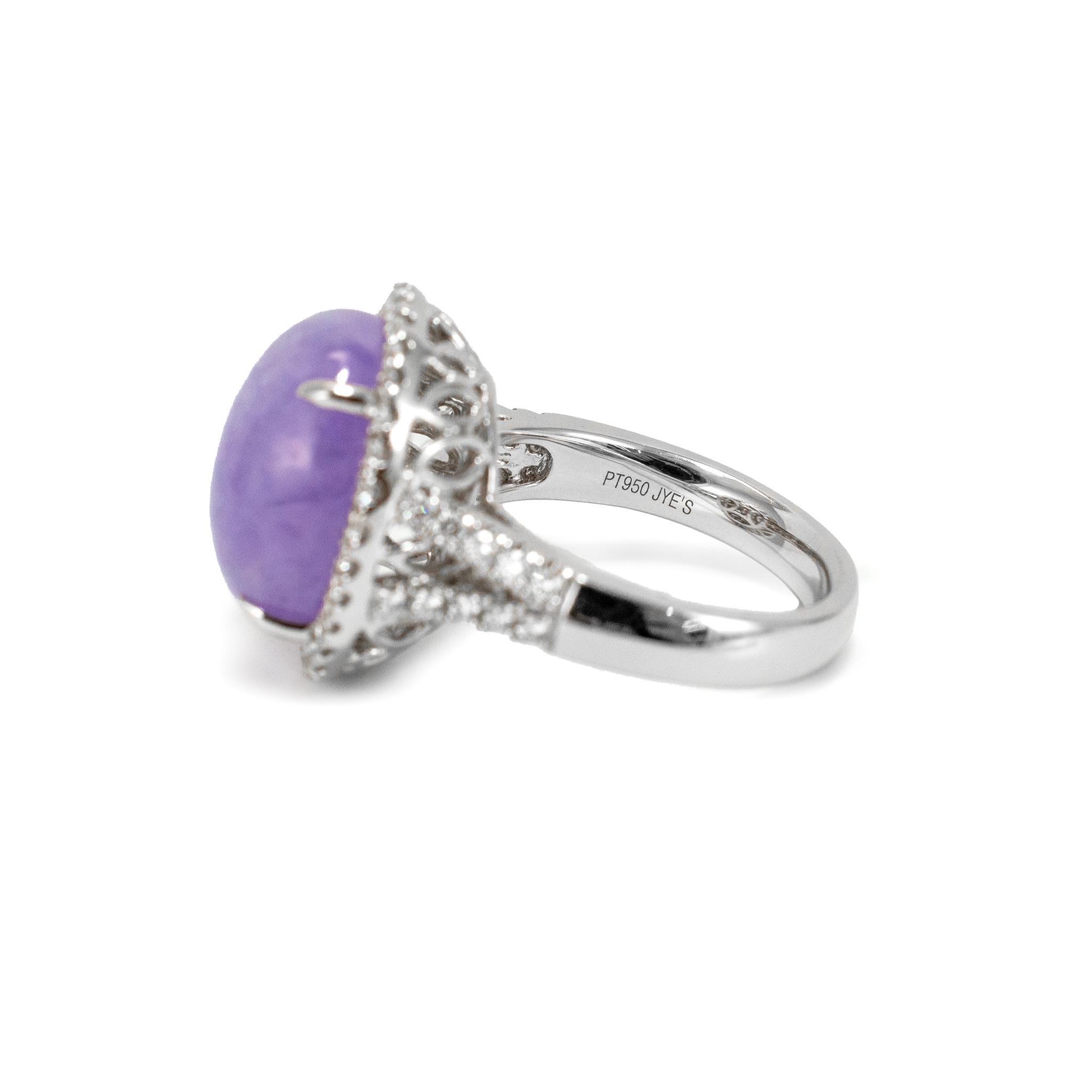 Colgante Anillo Cóctel Platino 950 Gia Tipo a 10.09ct Jade Púrpura Halo Diamante en venta 1