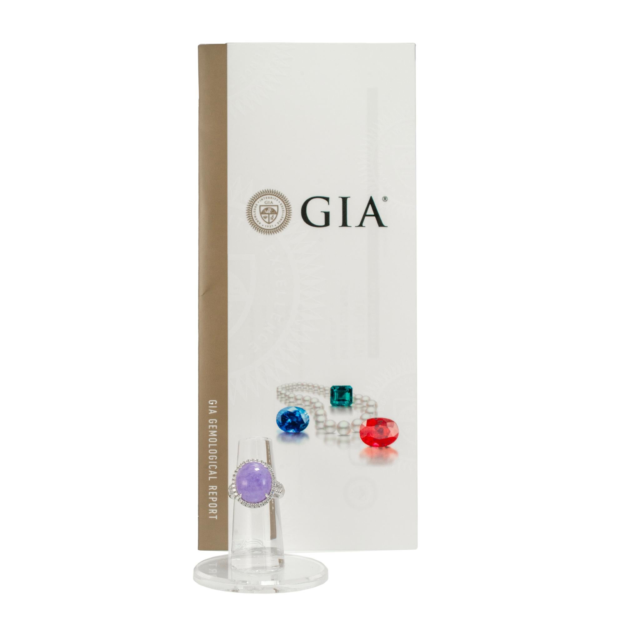 Colgante Anillo Cóctel Platino 950 Gia Tipo a 10.09ct Jade Púrpura Halo Diamante en venta 4