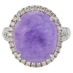 Platino 950 GIA Tipo a 10,09 carati di giada viola con diamante a raggiera Ciondolo Cocktail Ring