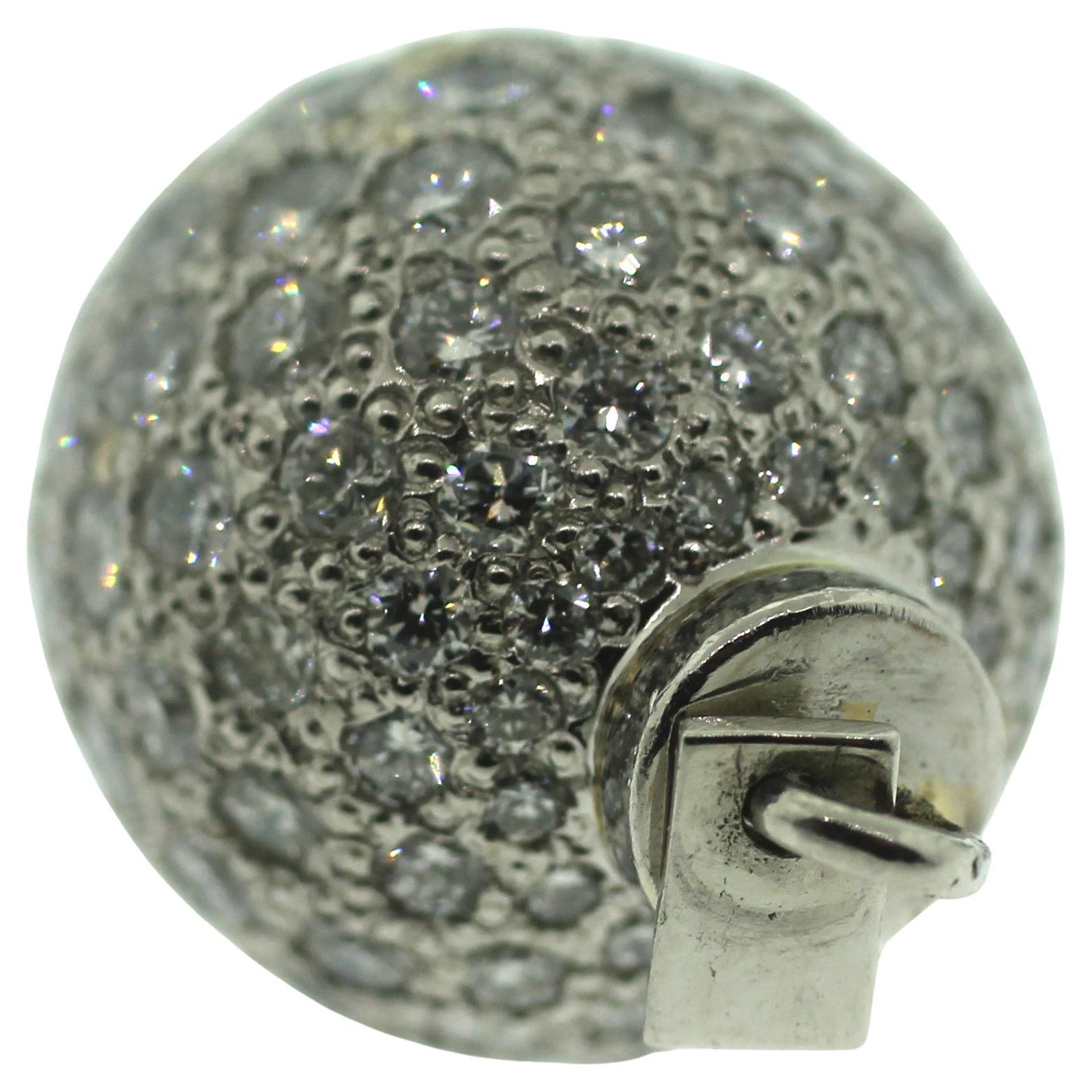 950 Plt. Verschluss aus Gold mit Vollkugel 14,1x25 mm Diamanten