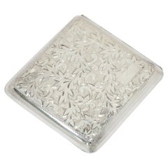 950 Silver Antique Japanese Floral Cigarette Case