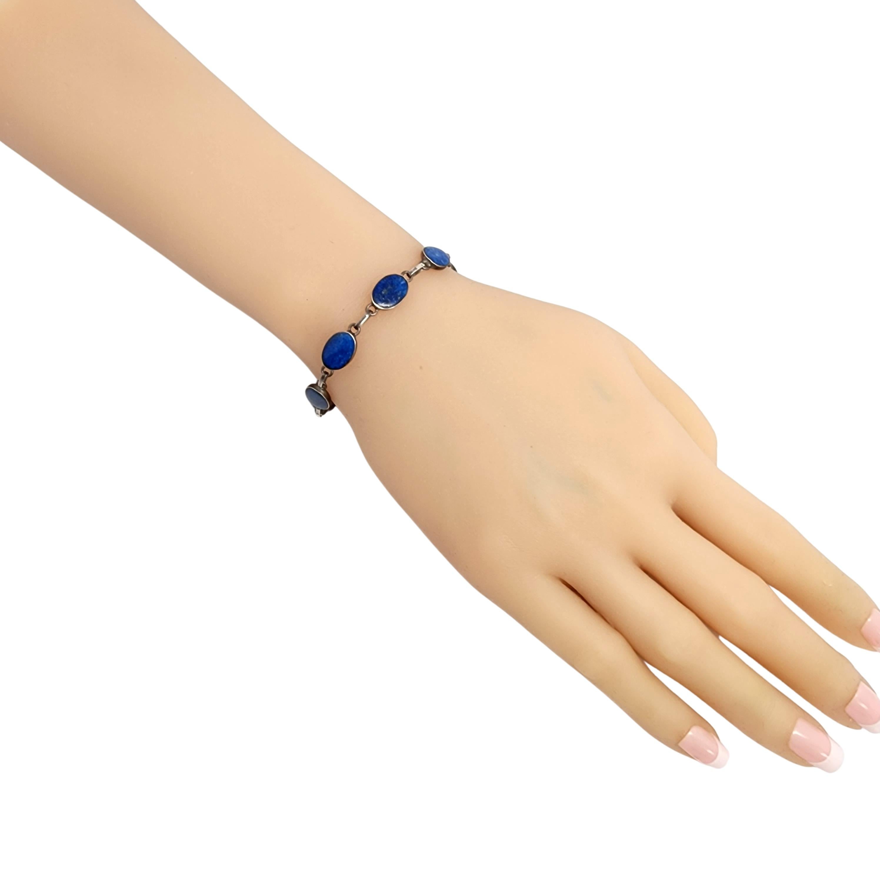950 Silver Lapis Lazuli Pyramid Necklace & Bracelet Set #13370 For Sale 6