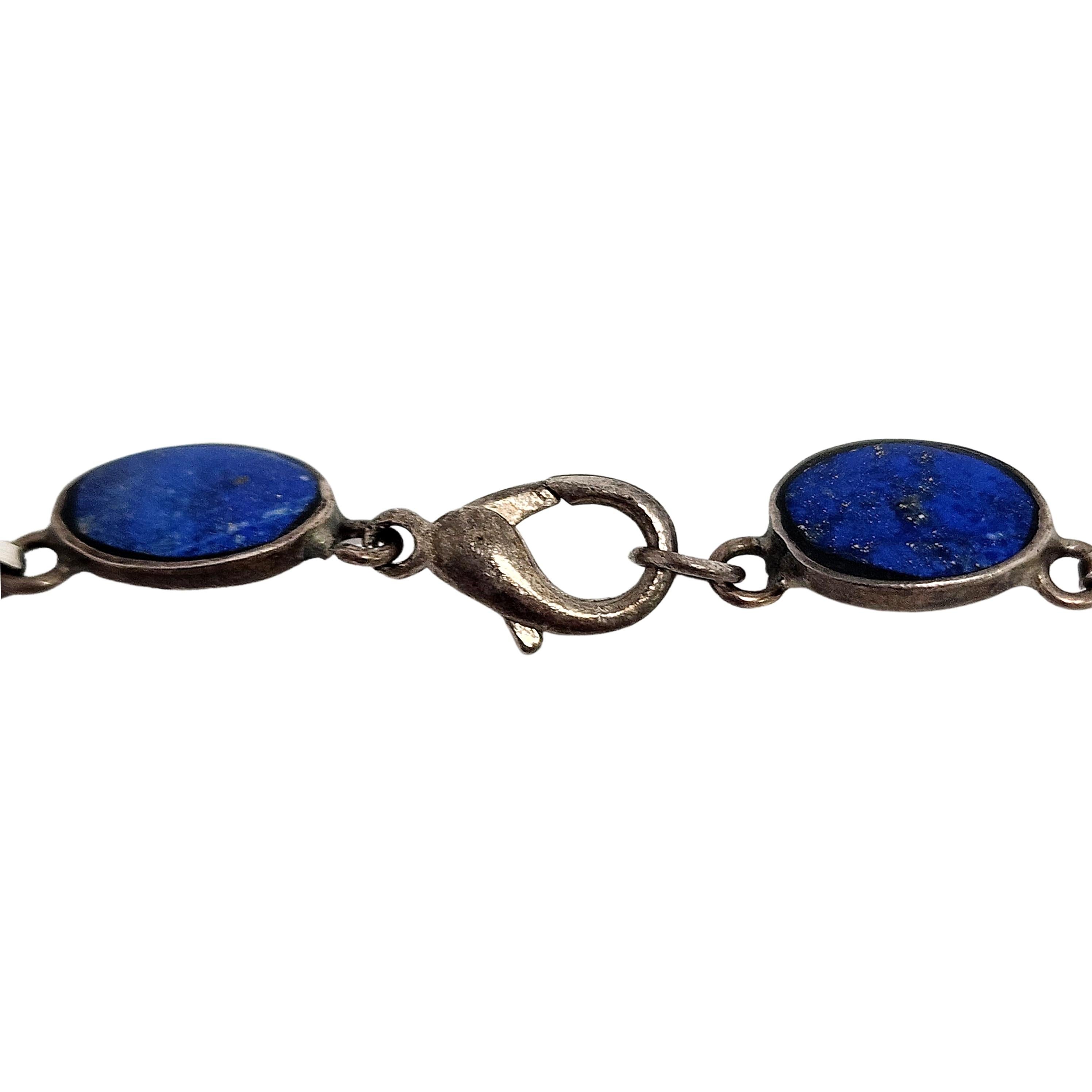 Women's 950 Silver Lapis Lazuli Pyramid Necklace & Bracelet Set #13370 For Sale
