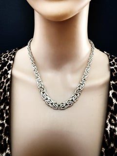 950 Silver Milor Italian Graduated Byzantine Chain Necklace 18.25" - 24.50 Grams