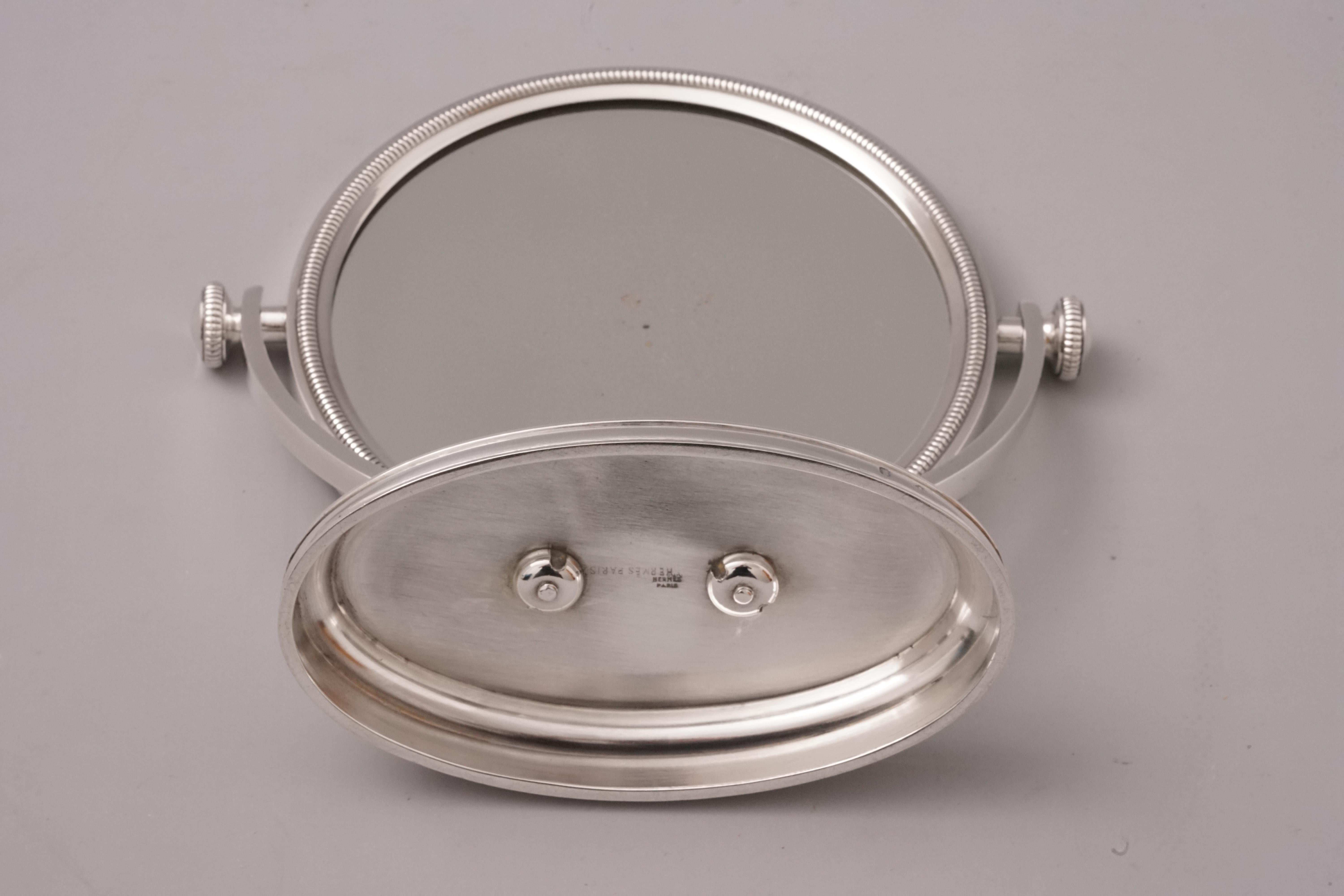 950 Silver Table Mirror by Hermès Paris For Sale 3