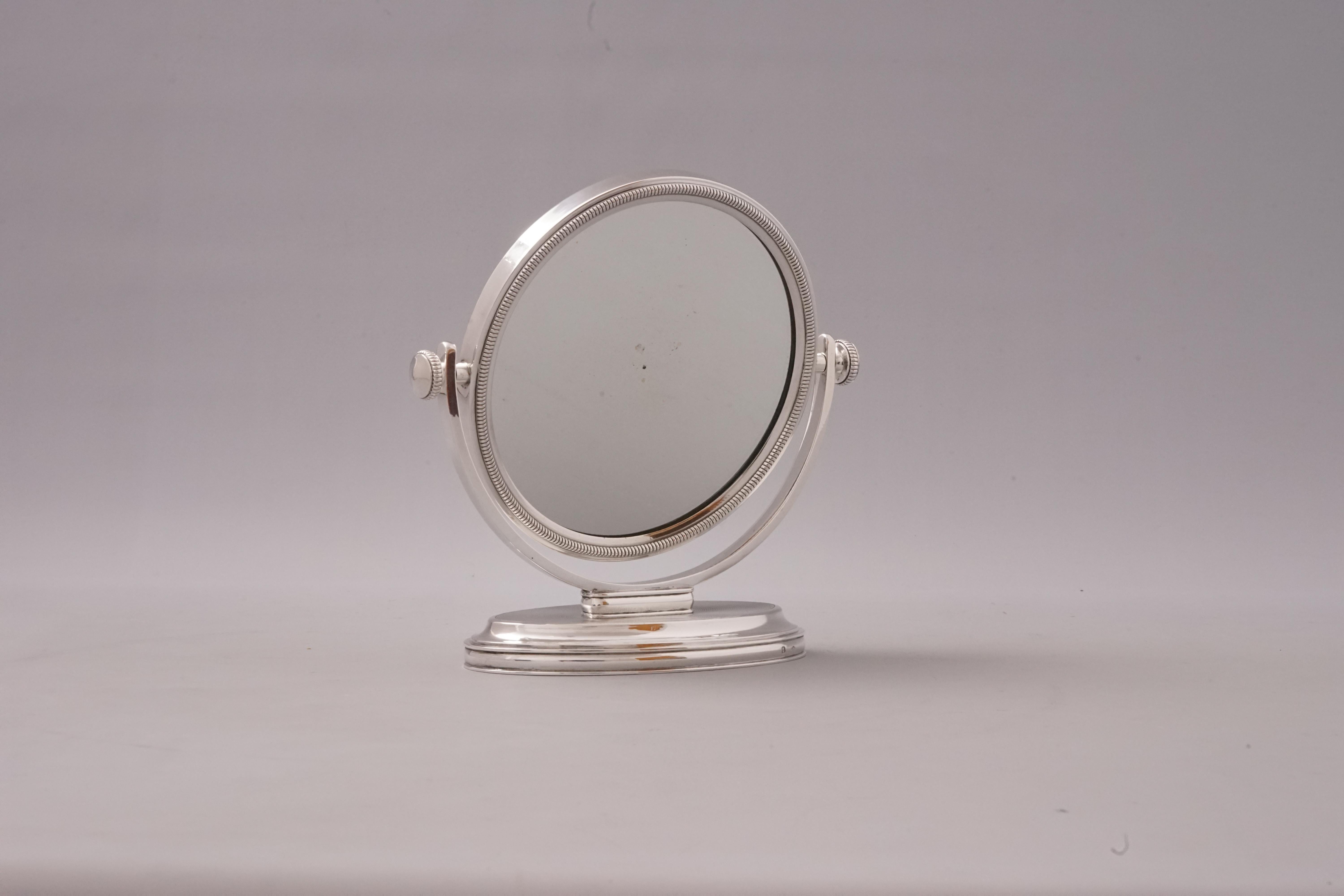 French 950 Silver Table Mirror by Hermès Paris For Sale