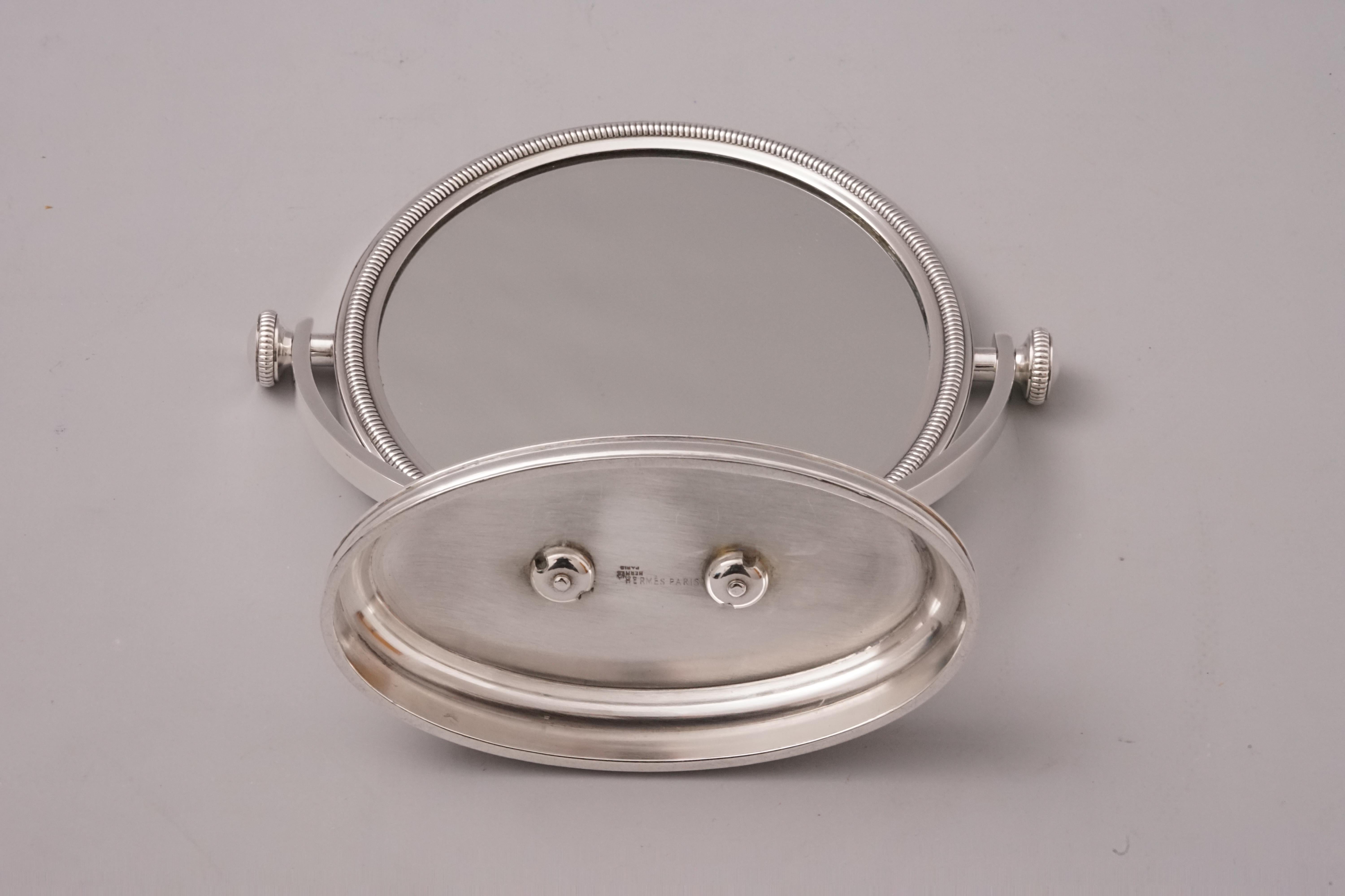 950 Silver Table Mirror by Hermès Paris For Sale 2