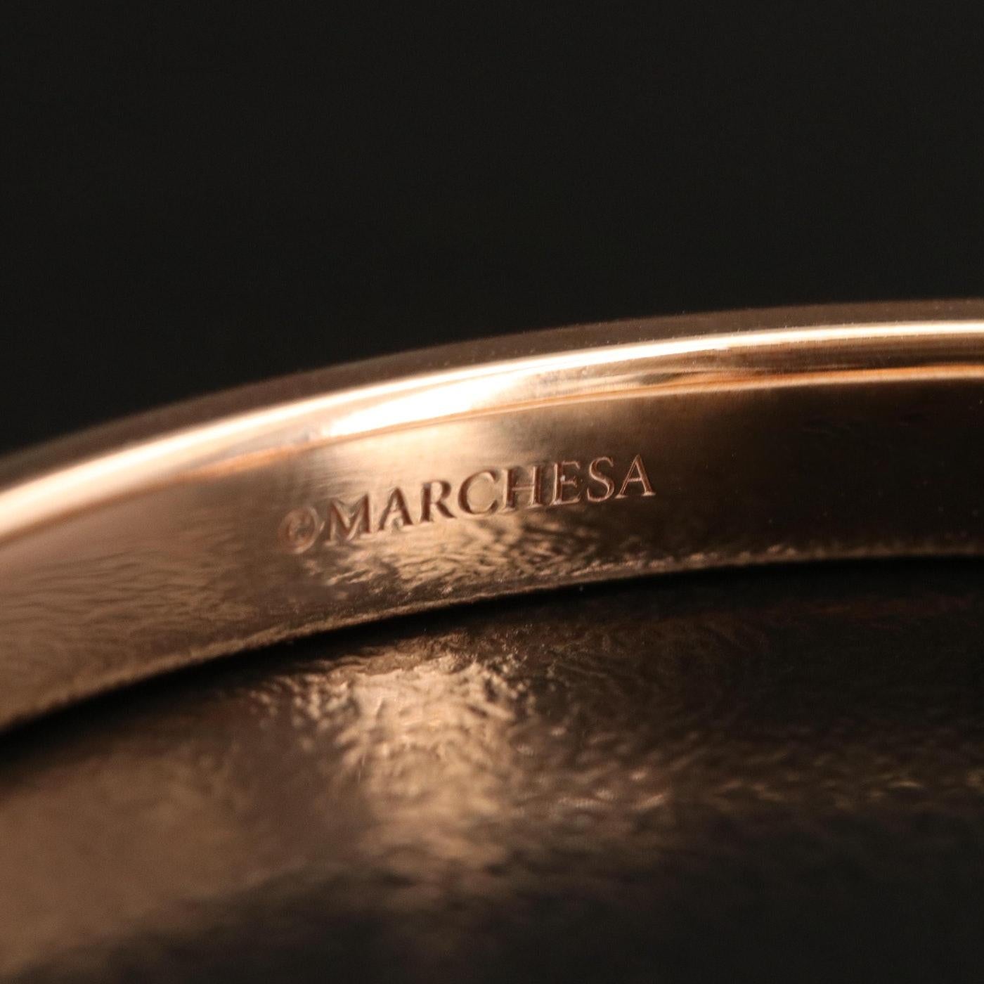 Round Cut $9500 / Designer Marchesa 1 Ct Diamond Bangle Bracelet / 29.8 Gm 18k Gold For Sale