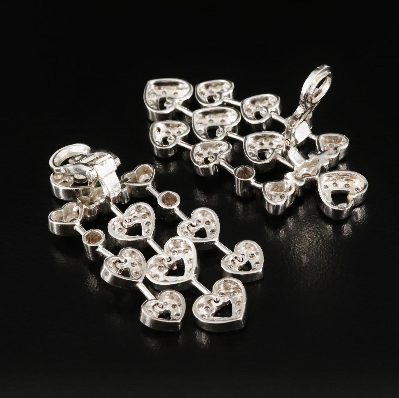 $9500 / New / Italy / 2.65 Ct Diamond Hearts Love Earrings / 18K Gold 24.7 Grams In New Condition For Sale In Rancho Mirage, CA