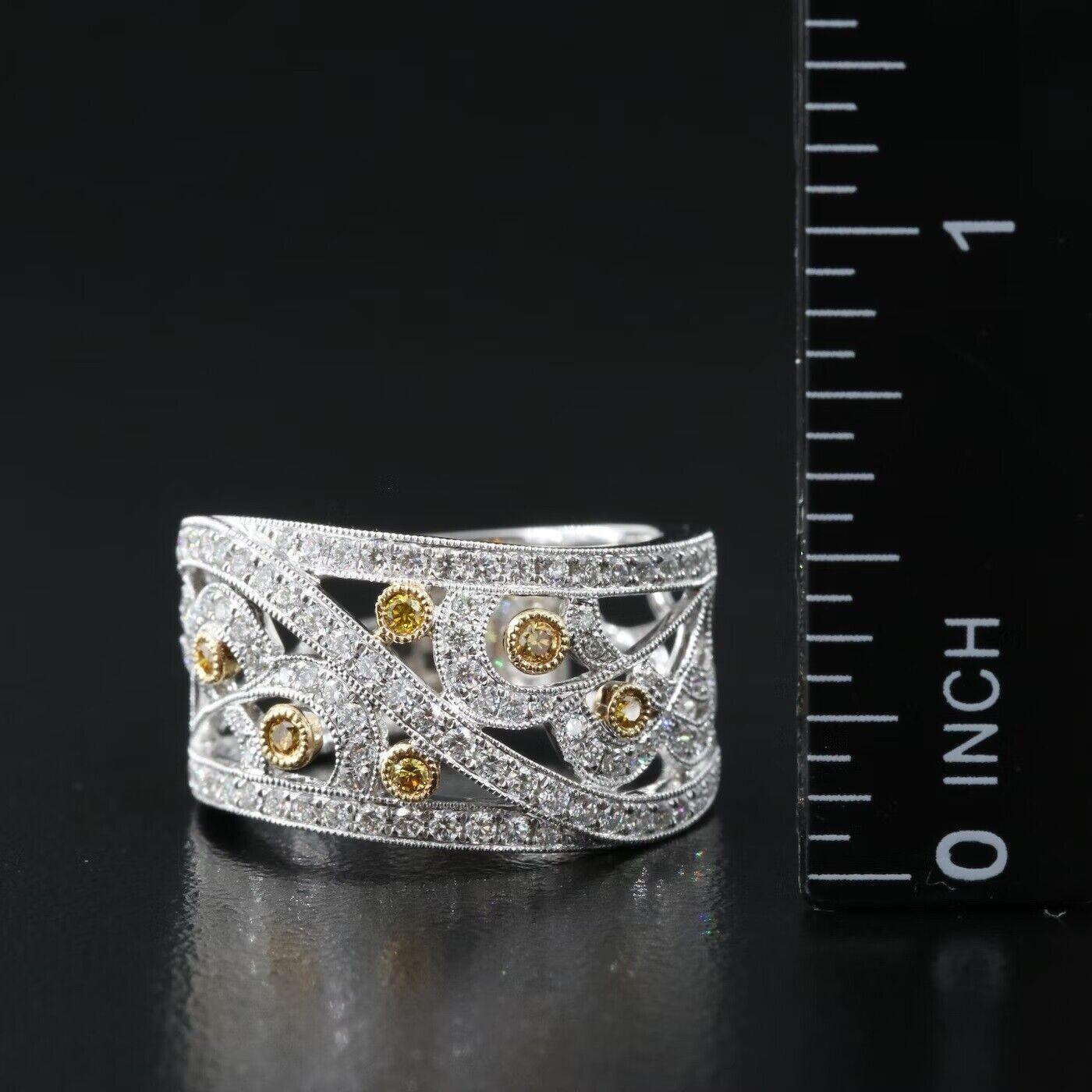Women's $9500 / New / Jye’s Designer 1.03 Ct Diamond Ring / 18K White Gold / Super Fancy For Sale
