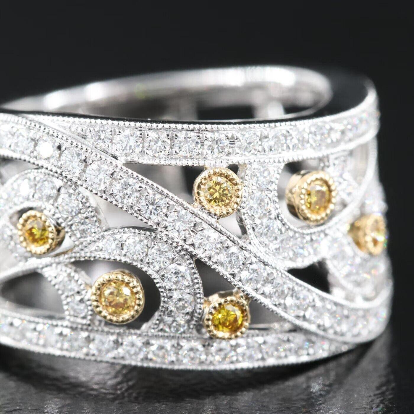$9500 / New / Jye’s Designer 1.03 Ct Diamond Ring / 18K White Gold / Super Fancy For Sale 3