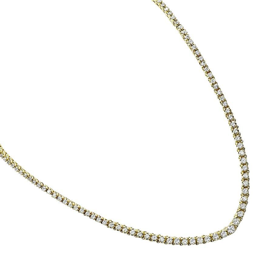 Taglio rotondo Collana Tennis in oro con diamanti 9.50ct in vendita