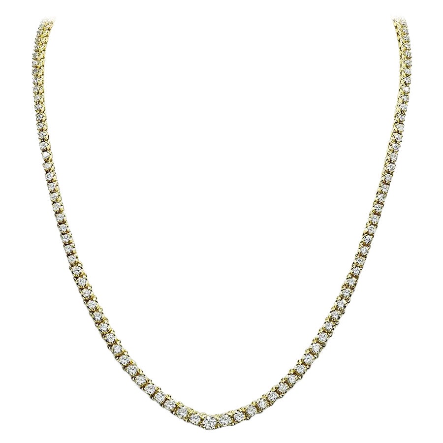 9.50ct Diamond Gold Tennis Necklace For Sale