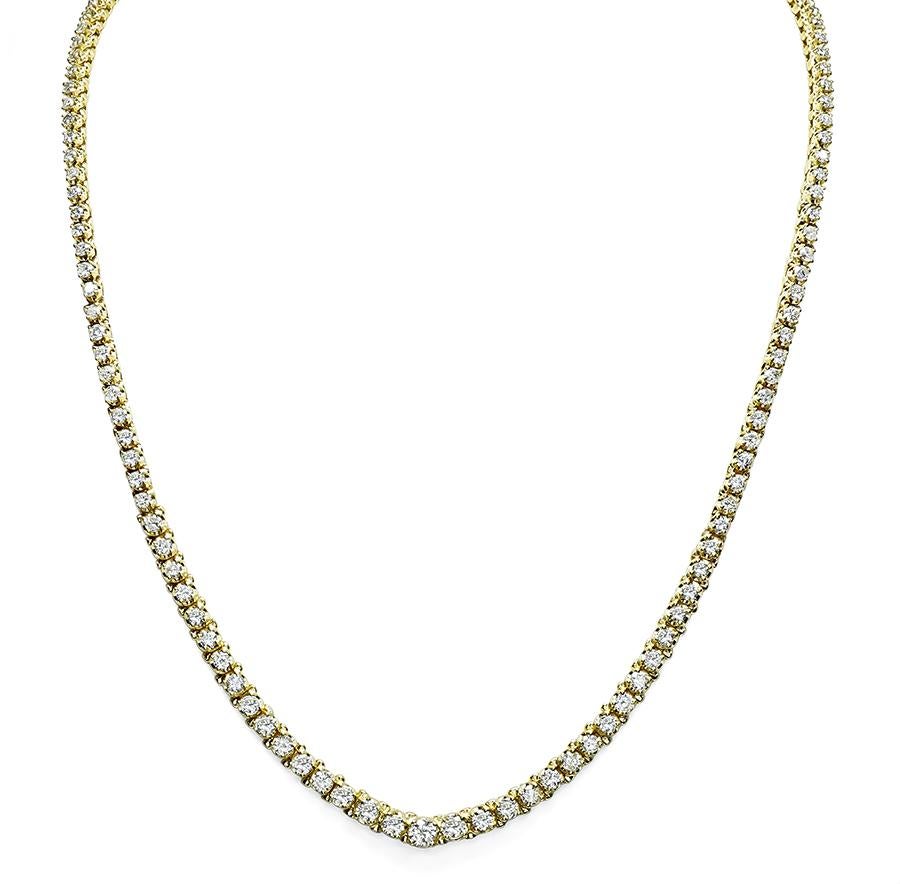 Collana Tennis in oro con diamanti 9.50ct in vendita