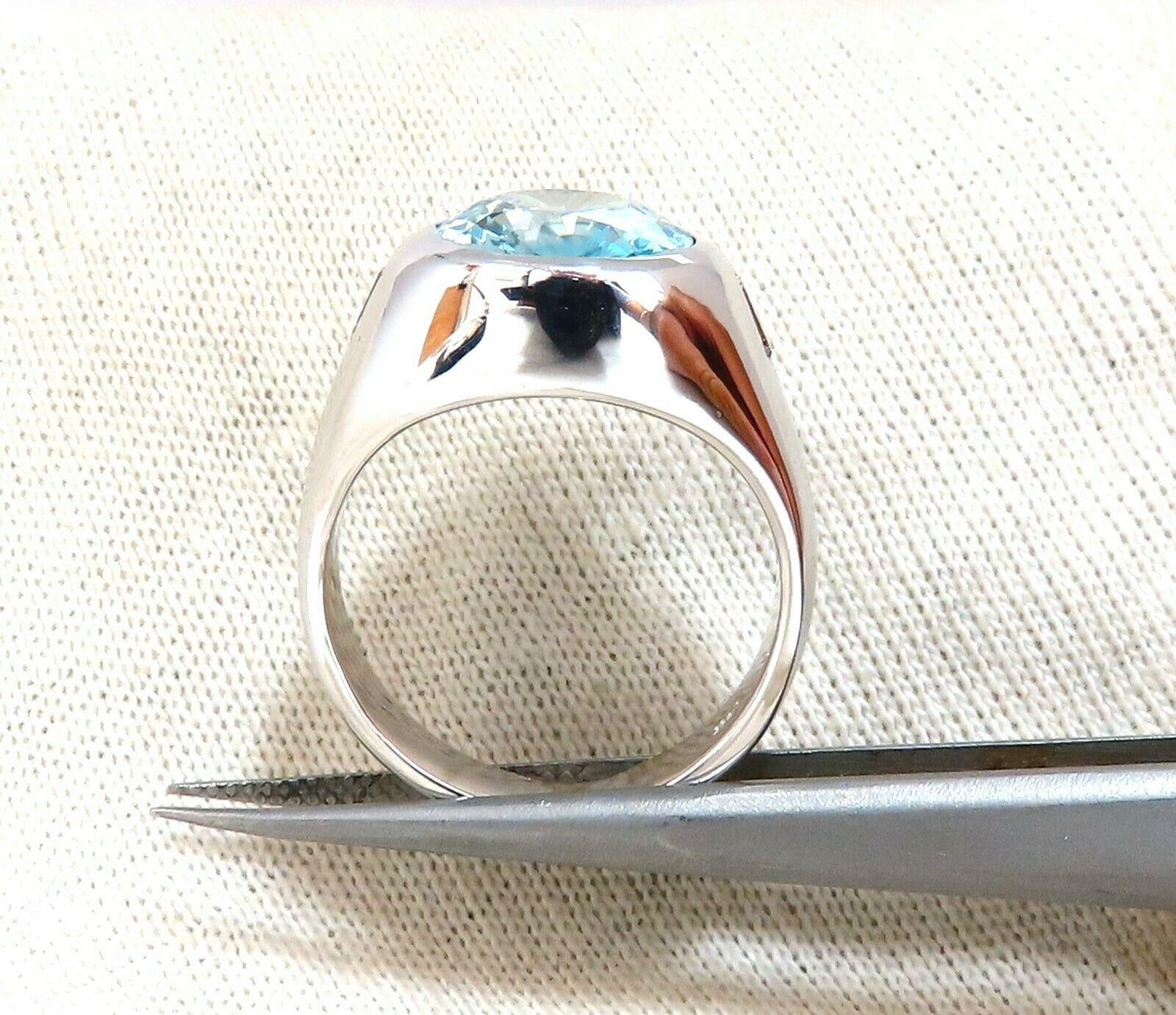 Uncut 9.50 Carat Natural Blue Topaz Diamond Unisex Ring Masculine Prime